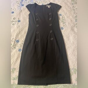 White House Black Market Black Double-Breasted Midi Dress